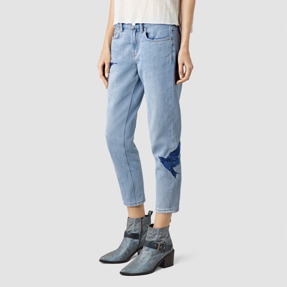 AllSaints Birds Embroidered Jeans sz 27 - Picture 2 of 10